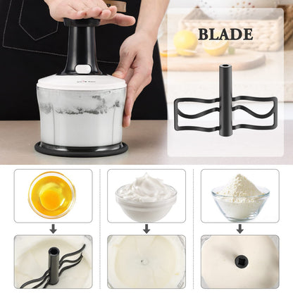 Smile mom Vegetable Chopper Food Chopper, Quick Hand Press Chopper Dicer, Pro Food Cutter, Easy to Chop Vegetables, Fruits, Herbs, Salsa, Puree, Pesto, ABS Food Grade Material 1.2L White