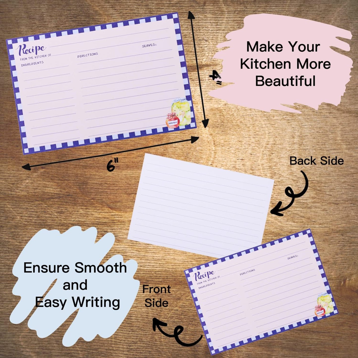 Recipe Cards 4x6 Inch, Double Sided Thicken Card Stock, 50-Pack (Seasoning)