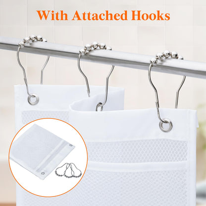 Lifewit Cruise Essentials Shower Caddy Must-Have, 9 Pockets Hanging Bathroom Organizer with Quick-Dry Mesh, Portable Shower Bag to Storage Soap, Shampoo, for RVing, Travel, Camping, White, 1 Pack