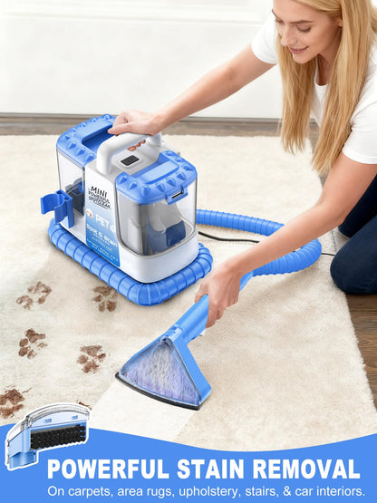 Portable Carpet & Upholestery Cleaner Machine for Pets, Spot, Stain, Couch Cleaner Machine with Powerful Suction and and Cleaning Solution, Car/Auto Detailer, Lightweight Compact Design