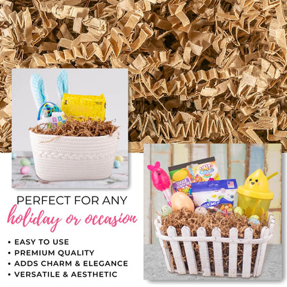 MagicWater Crinkle Cut Paper for Gift Baskets - 2LB Kraft - Perfect for Shredded Paper Filler, Basket Filler, Gift Boxes, Bridesmaid Gifts, Christmas Stuffers & More – Ideal for All Occasions