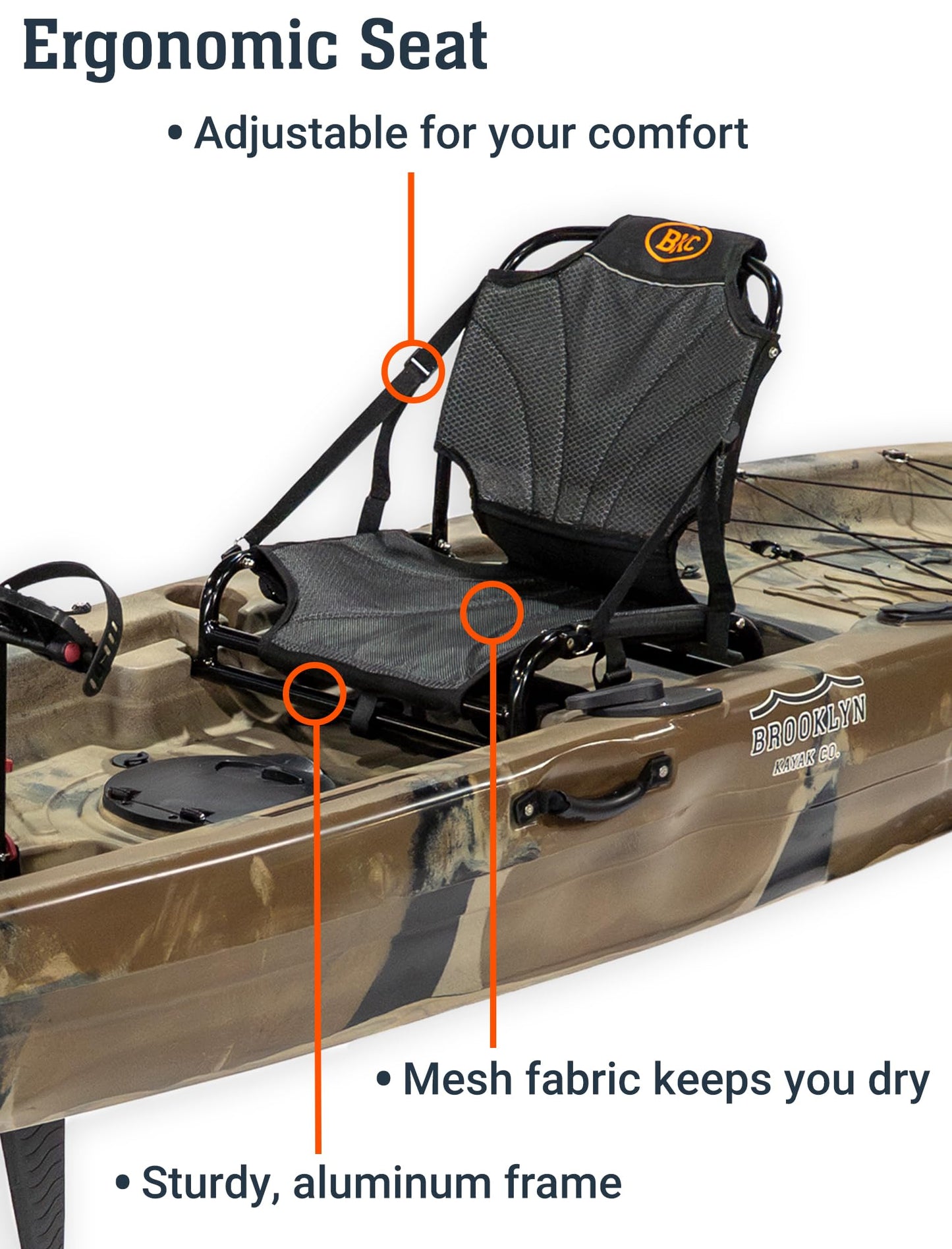 Upgraded Brooklyn 12.0 Single Pedal Kayak by BKC, Lightweight 12-Foot Sit-On-Top Pedal-Drive Kayak with Rudder, Stable Fishing & Touring Design, 440 lb Capacity, Storage Hatches