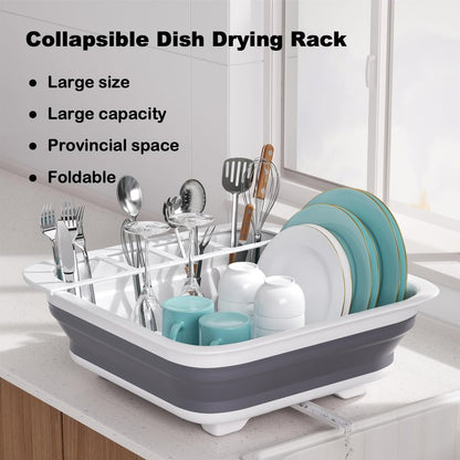 THANSTAR Collapsible Dish Drying Rack for RV Campers Portable Dinnerware Drainer Organizer for Kitchen Travel Trailer