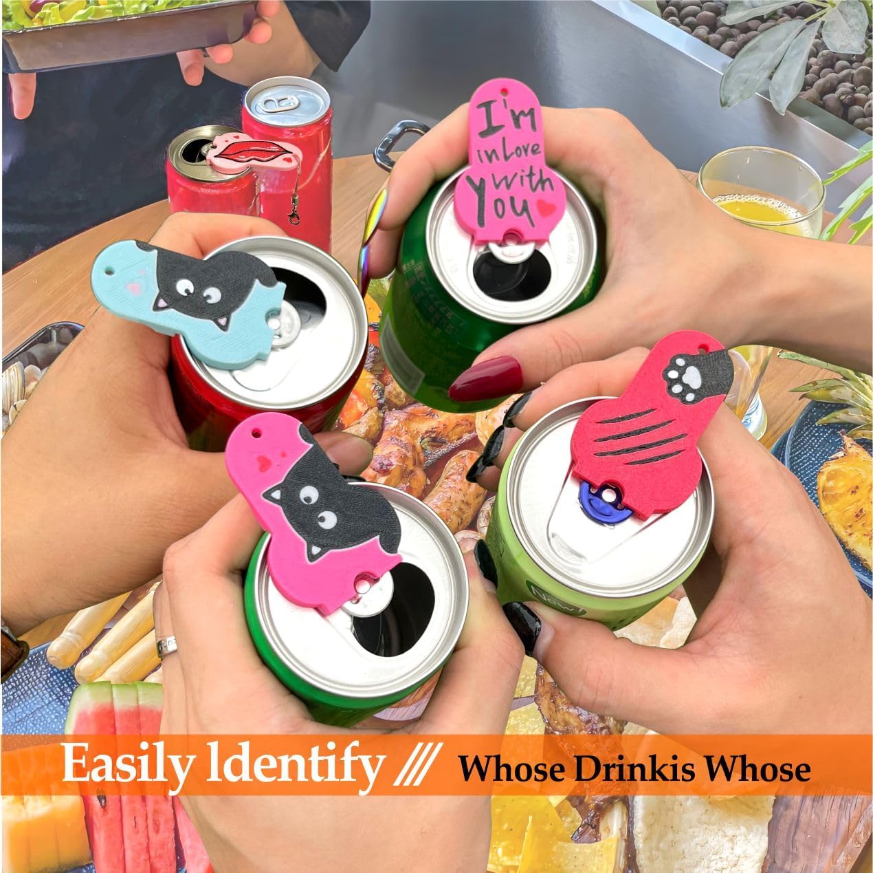 1Pc Soda Can Opener and Cover,Easy Soda Tab Opener with Stylish Drink Protectors for Long Nails,Reusable Beverage