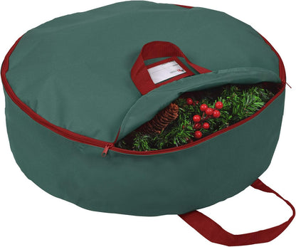 Primode Christmas Wreath Storage Bag, 24" Garland Wreaths Container with Handles, Durable 600D Oxford Polyester
