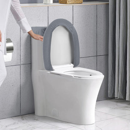 Toilet Lid Cover and Toilet Tank Cover Stretch Toilet Covers Set for Bathroom, Polyester Spandex Jacquard Fabric, Machine Washable, with Elastic Bottom, Light Gray