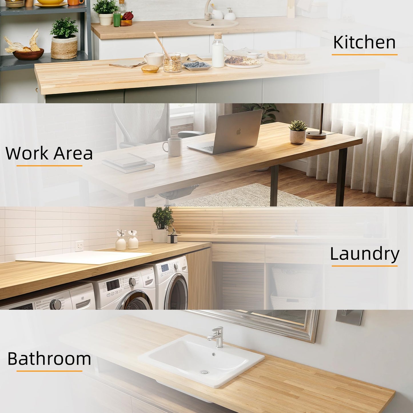 Kitchen Island Butcher Block Countertop – 6FT Solid Birch Wood Slab Unfinished Butcher Block Island Top for Kitchen Countertop, Dining Island, Prep Table & DIY Furniture Projects