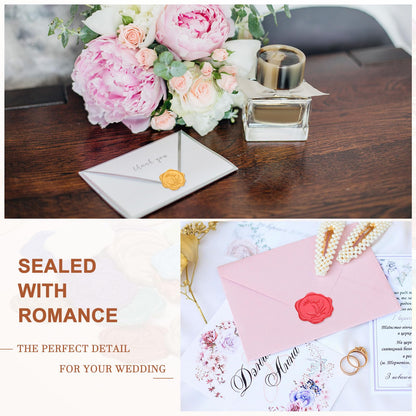 PATIKIL Wax Seal Stickers, 50 Pcs Envelope Seal Stickers, Self-Adhesive Wax Stamp Wedding Invitation Accessories for Wedding Party Birthday Gift Wrapping Anniversary, Coffee