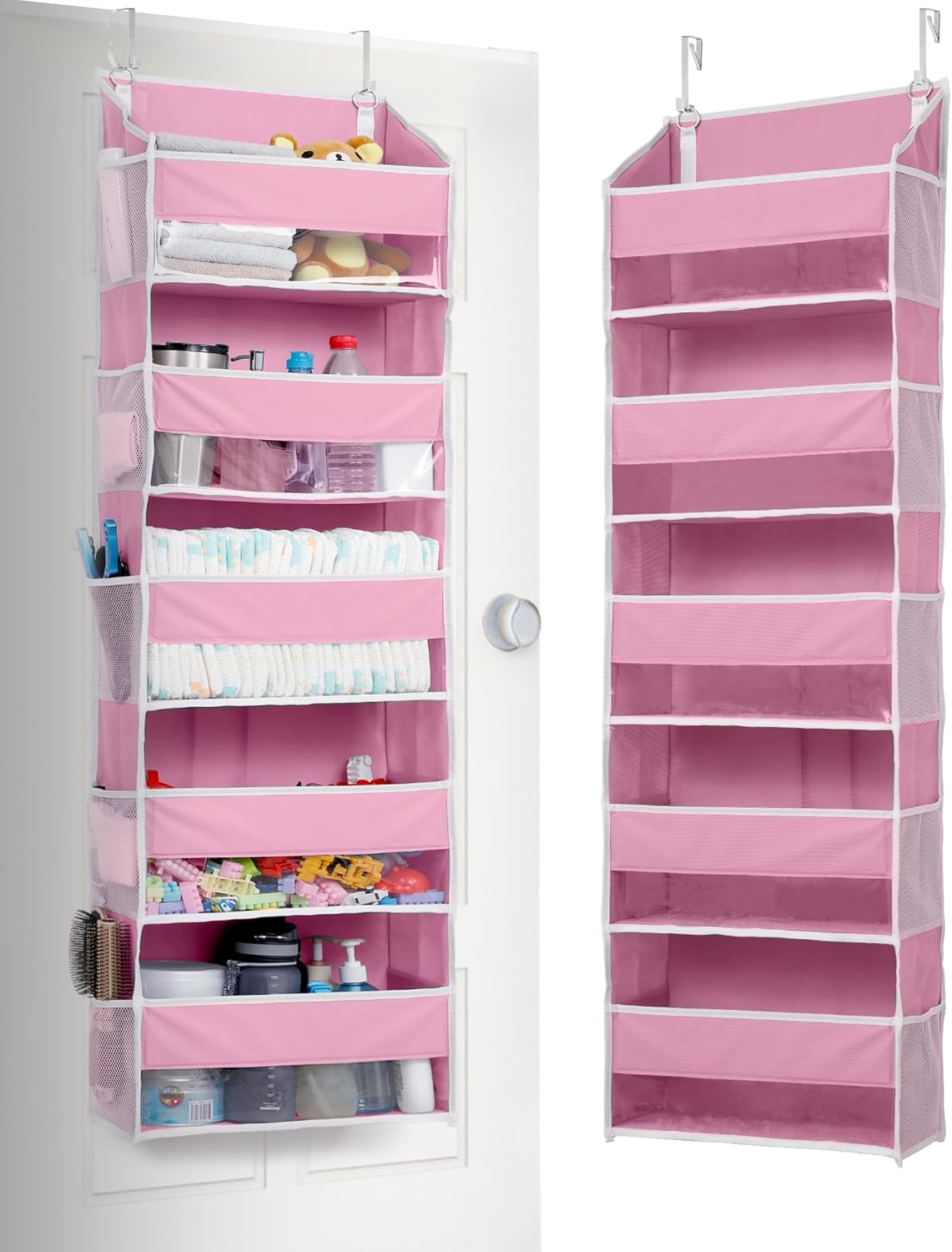 1 Pack 5 10 44 lbs ULG Over Door Organizer with Large Pockets Mesh Side Pockets, Weight Capacity Hanging Storage