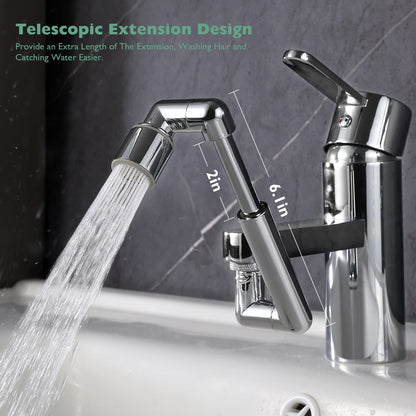 Universal 1440° Sink Faucet Aerator Extension Swivel Faucet Extender 2 Pack, 2 Sprayer Modes Rotatable Bathroom Kitchen Head Replacement Tap Attachment with Filter for G 1/2", 55/64",15/16" Chrome