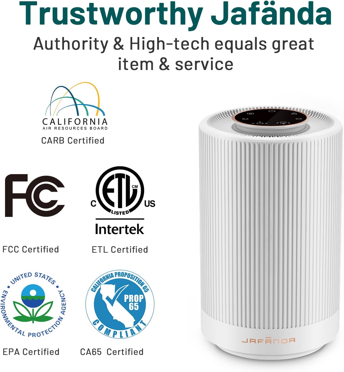 Jafanda Air Purifiers for Home Bedroom, H13 True HEPA Coverage 450 sqft, 23 dB Air Cleaner