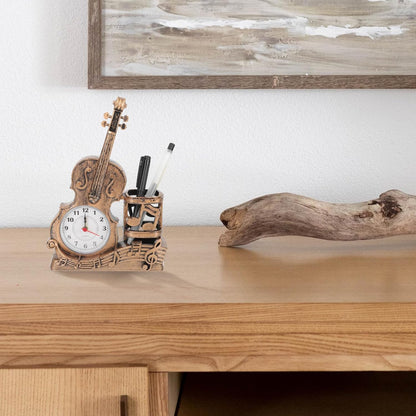 Garneck Violin Pen Pencil Holder, Wooden Stationery Iron Organizer for Desk, Child Plastic Accessories