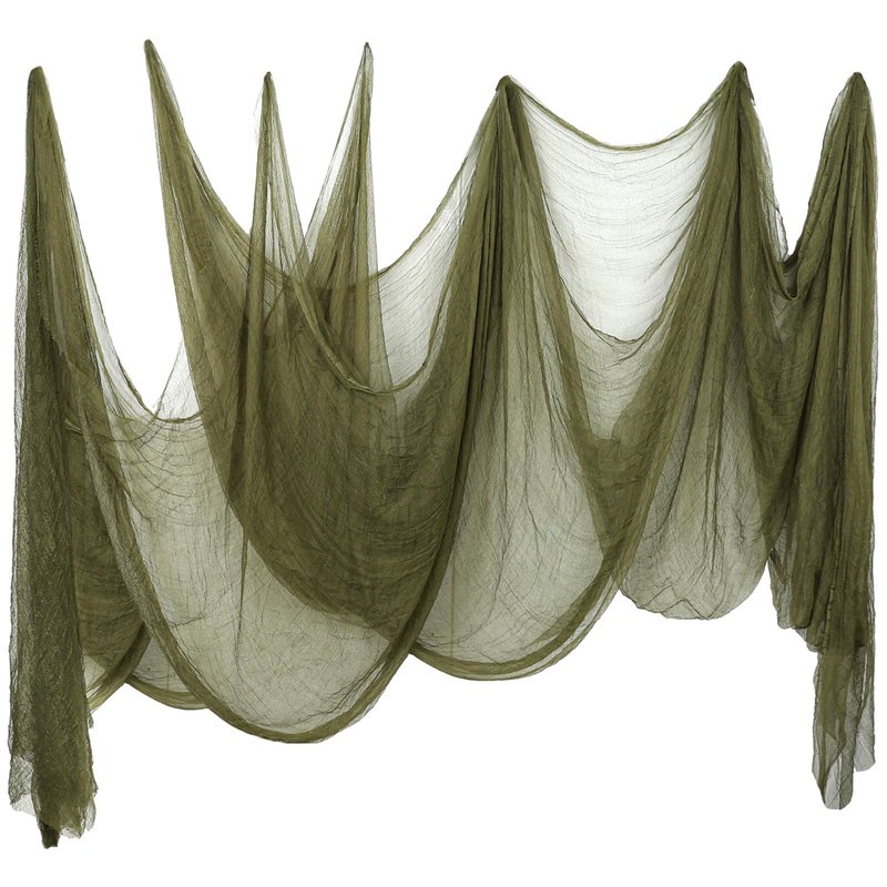 Whaline Halloween Olive Green Creepy Cloth 276 x 87 Inch Spooky Gauze Clothes Halloween Scary Decoration for Haunted Houses Party Supplies Indoor Outdoor