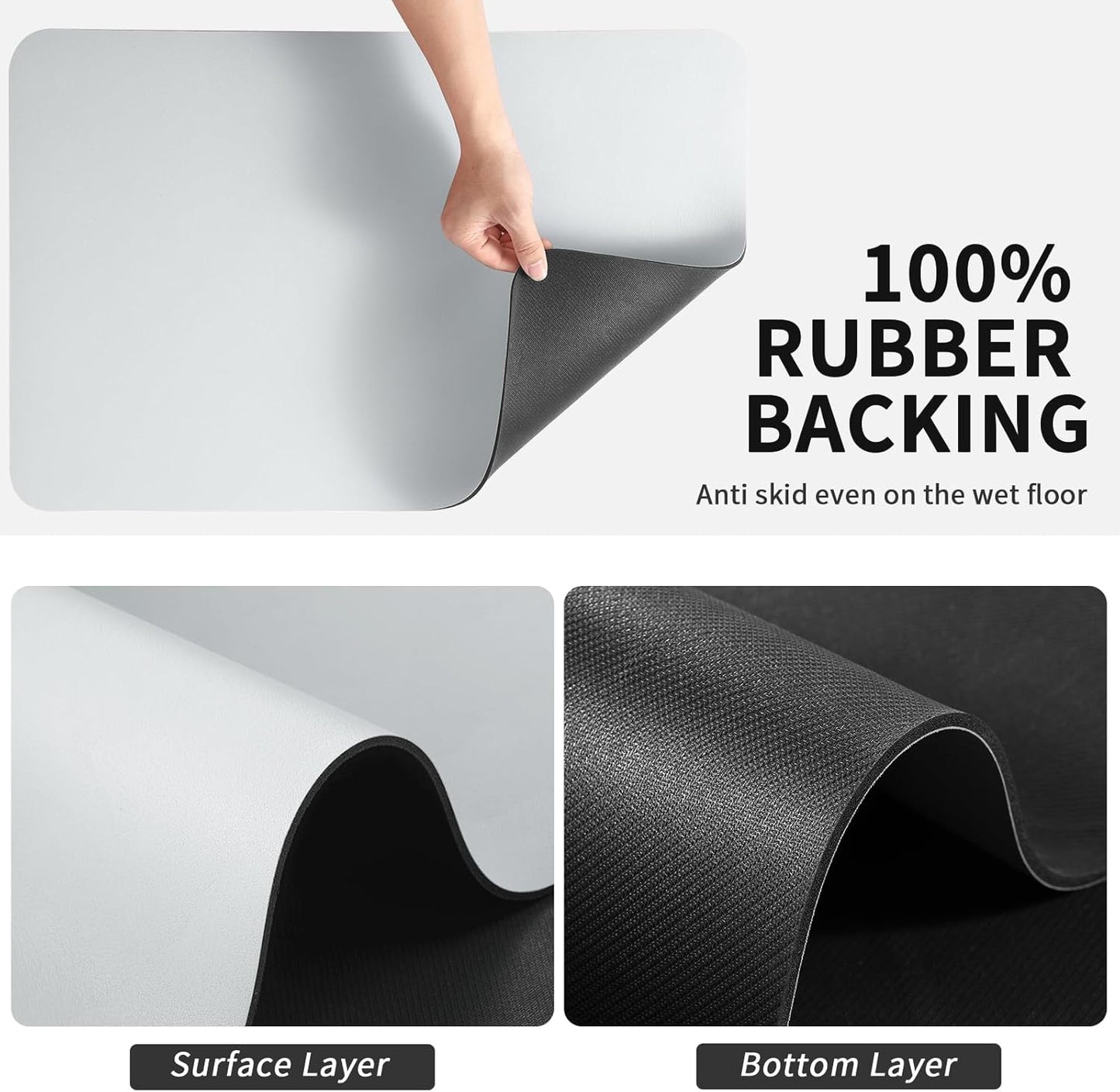 Coffee Mat, Absorbent Bar Mat for Countertops, Fits Under Coffee Maker, Rubber Backed Dish Drying Mat for Kitchen