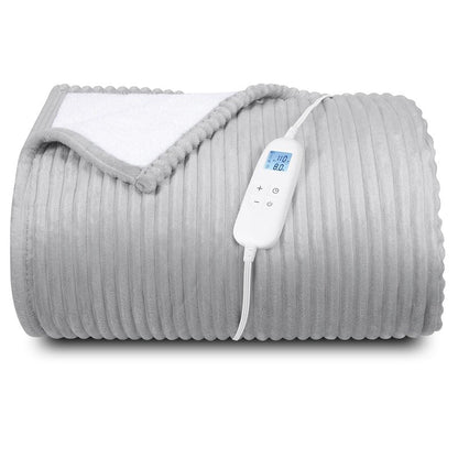 Electric Heated Blanket Queen Size 84" x 90" | 6 Heating Levels & 8h Auto Timer | Full Body Fast Heating and Ultra Soft Flannel, Machine Washable Bed Sofa Home Office Use, Light Grey