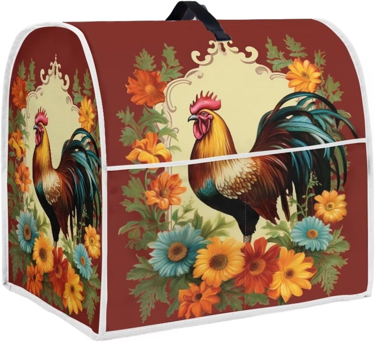 Sunflower Rooster Stand Mixer Cover, Compatible with 4.5-5 Quart Kitchen Aid Mixer, Washable Universal Fit