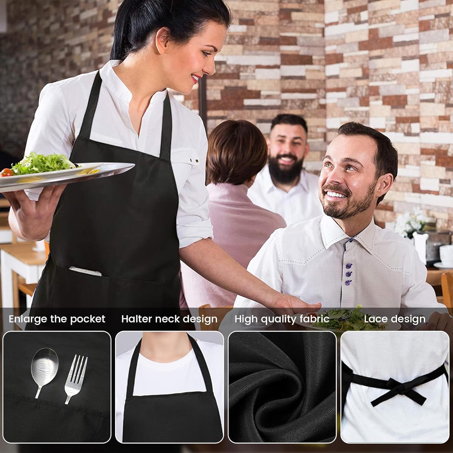 TRENDBOX Bib Apron Adult Women Unisex Comfortable with Front Pocket Washable For Cooking Baking Kitchen Restaurant