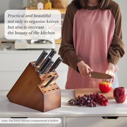 Kitsanery Knife Block Countertop Butcher's Knife Rack and Organizer 20 Slot Knife Holder Large Bamboo Knives Rack (Knife Not Included), Universal Knife Rack Strap