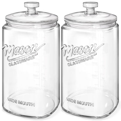 Dwbligt [NEW] Cookie Jars with Lids Airtight, 1.5 Gallon Large Glass Jar with Lid & Scale Mark, Heavy Duty Glass Canisters for Kitchen Counter, Pantry, Wide Mouth Mason Jar for Sugar, Dog Treat-2 PCS