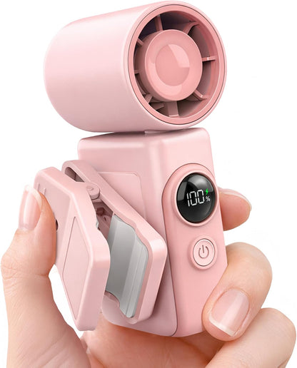 13500 360 Summer Hotsales Clip-On Portable Fan, RPM Rechargeable Handheld Mini Fan with LED Display, Rotating