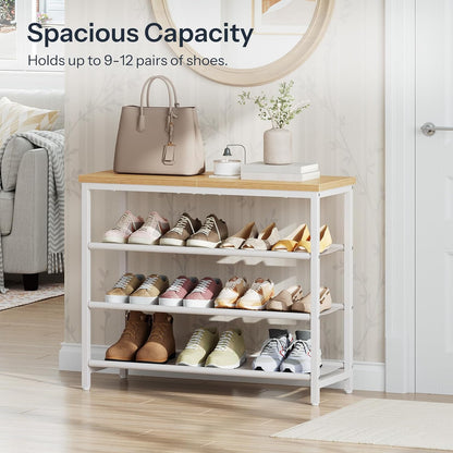 3 4-Tier Closet 9-12 WN94XJ01 HOOBRO Shoe Rack with PU Shelves, Shoe Storage Organizer for and Entryway, Holds Pairs