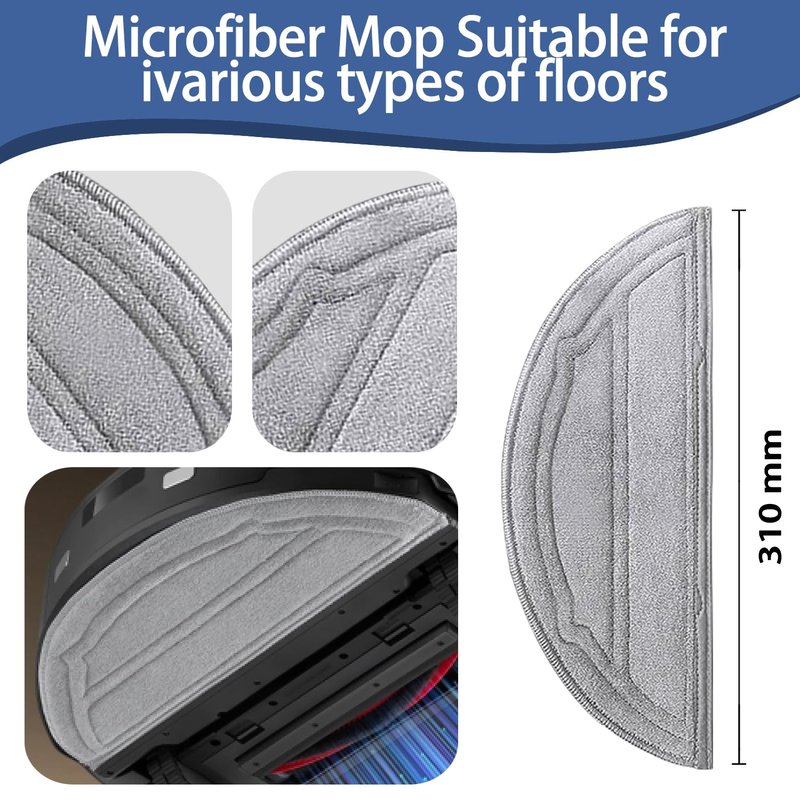 Replacement Accessories Kit Compatible with Roborock Q10 S5/Q10 S5+/Q10 X5/Q10 X5+ Robot Vacuum Cleaner Parts 2 Main Brush 4 HEPA Filters 6 mop Pads 6 dust Bags 6 Side Brush