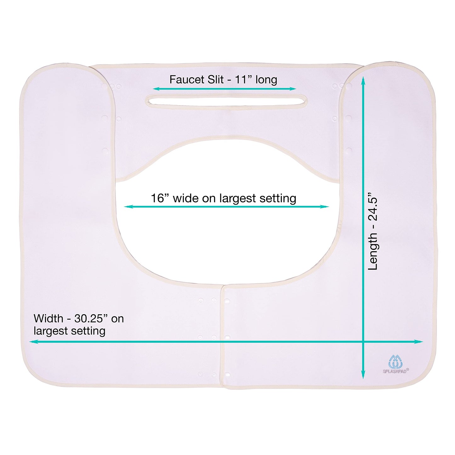 SPLASHPAD Sink Splash Guard - Home Essentials Faucet Mat for Clean and Dry Bathroom Counter - Absorbent Fast Drying Non Slip Protector - Soft Microfiber with Waterproof Rubber Grip - Washable - White