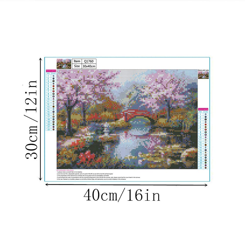 JOYSTRY Diamond Art Dots Painting Kits for Adults, DIY Bridge Landscape Paint with Diamonds Full Drill Round Gem Jewel Crystal Paintings Kit for Home Wall Decoration (Bridge-16x12in)