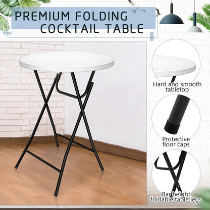 Wenqik 2 Sets 32" High Top Round Folding Cocktail Tables White Bar Height with Removable Legs & 32"x43" Spandex Stretch Table Covers (Royal Blue)
