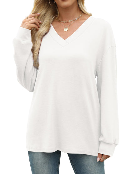 WIHOLL Long Sleeve Shirts for Women V Neck Tops Tunic Fall Winter Sweatshirts 2025 Clothes