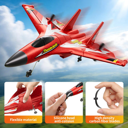 Foam RC Plane for Kids Adults Beginner, Remote Control Airplane RC Jet Helicopter Plane for Kids Adults, 2.4GHz Remote Control Fighter Toys with Gyro Stabilizer Easy to Fly Outdoor Toy for Kids Boys