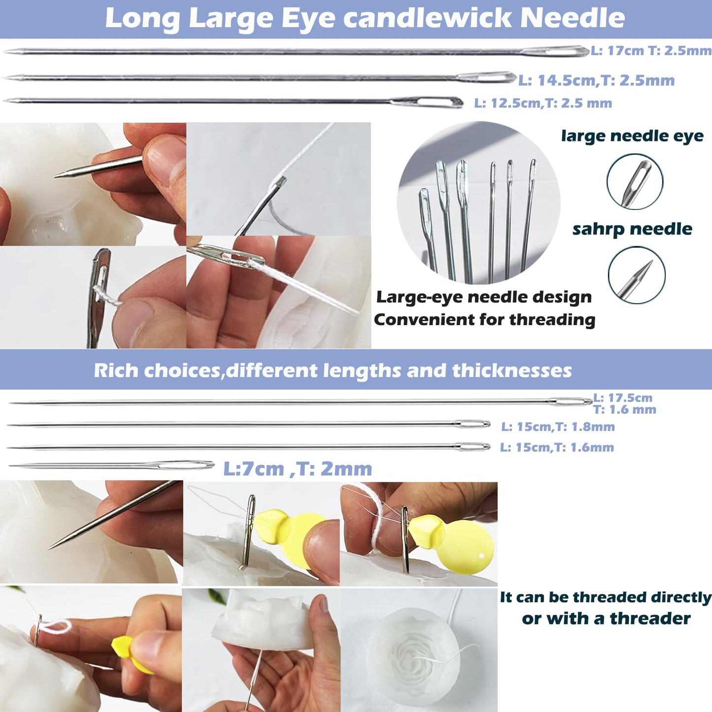 37PCS Candle Making Tools Set Adjustable Punch Needle Long Silicone Mold Needle Drill Candle Wick Hole Drill Steel Sticks to Make Holes in Candles Soap,Mold Punch Wicking Needle Tools Inserting Tool