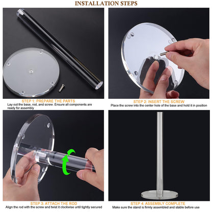 WORHE Paper Towel Holder Countertop Clear Acrylic 5.9" Diameter Thickening Sturdy Base,for Kitchen Bathroom, Paper Towel Dispenser for Tear Tissue Roll 1 Pack (YGC001)