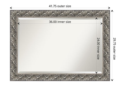 Amanti Art Silver Bathroom Mirror for Over Sink, 30x42 Silver Luxor Rectangle Vanity Mirror, Large Traditional Wood Frame, Hangs Horizonally and Vertically, Bathroom Wall Decor, Beveled Edge