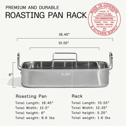 Made In Cookware | Stainless Clad Roasting Pan | 3-Ply Stainless Clad | Professional Cookware | Crafted in Thailand