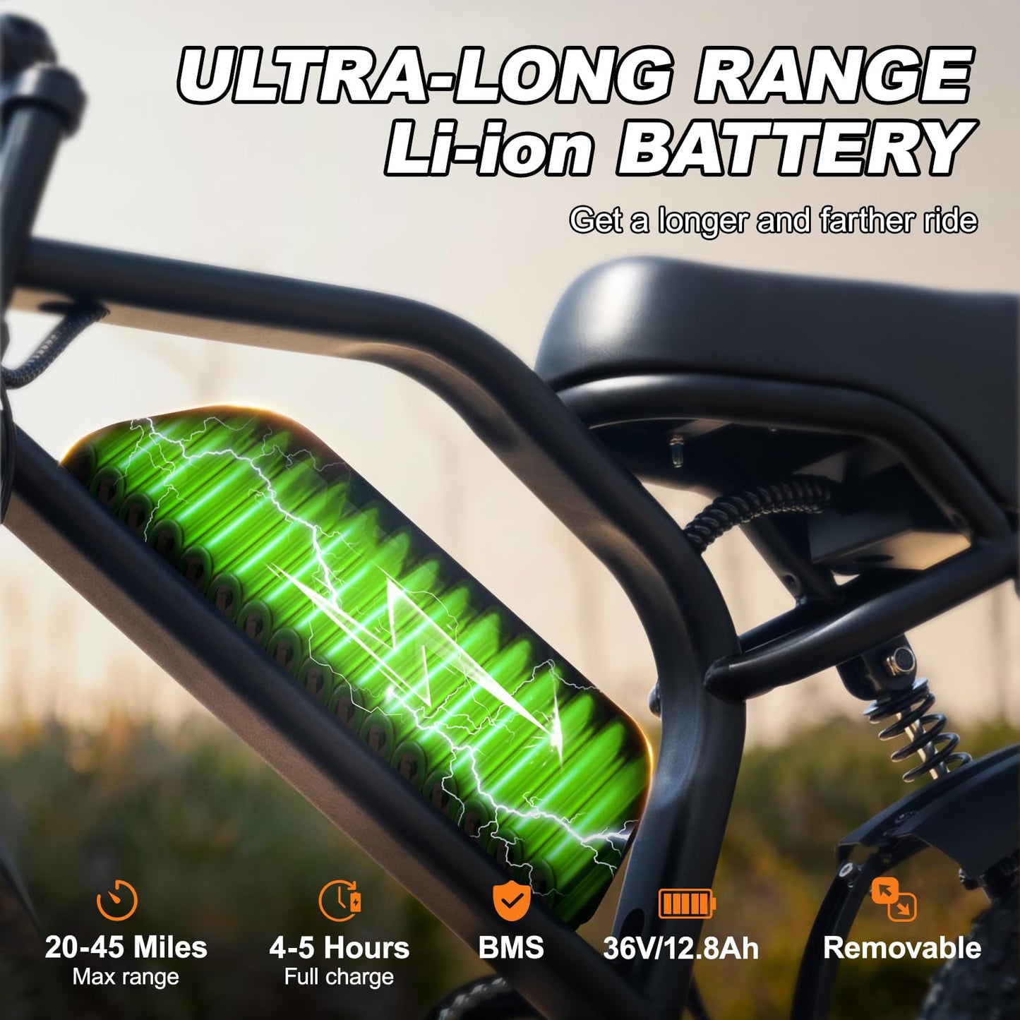 VDL Mountain Electric Bike for Adults, 16" Fat Tire Ebike, Wider Seat 800W Peak Motor, Removable Battery, Front Fork Suspension, 20MPH, UP to 35 Miles Mountain Ebike, for Leisure Riding&Commuting
