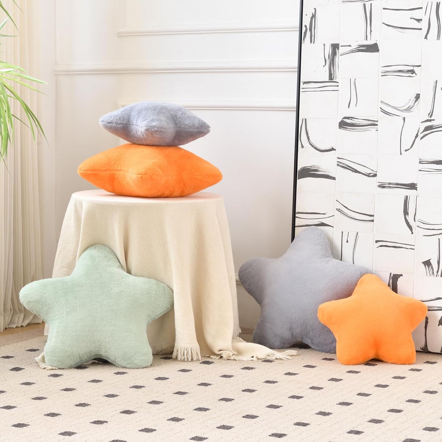 15" 15" 15") Xiashrk Star Pillow, Decorative Throw Pillows for Bed Couch, Star Shaped Pillow Plush Floor Cushions Room