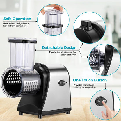 Nictemaw Electric Cheese Grater 250W, Cheese Shredder, Professional Electric Slicer Shredder for Potatoes, Carrots, Veggies, Upgraded