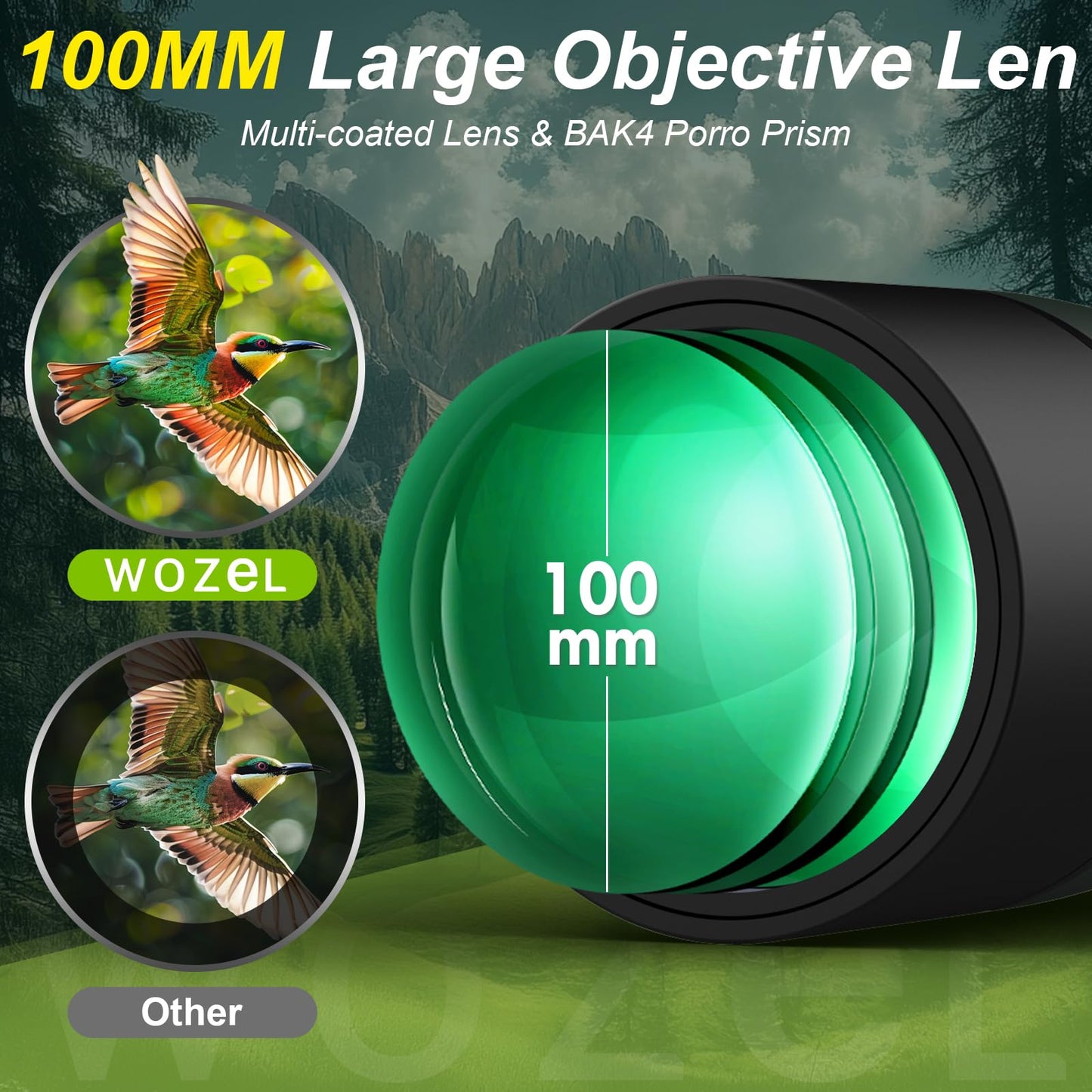 WOZEL 25-75x100mm HD Spotting Scope - 45 Degree Angled BAK4 Prism High Definition Waterproof Spotter Scope for Bird Watching Target Shooting Hunting Wildlife Viewing with Carrying Bag