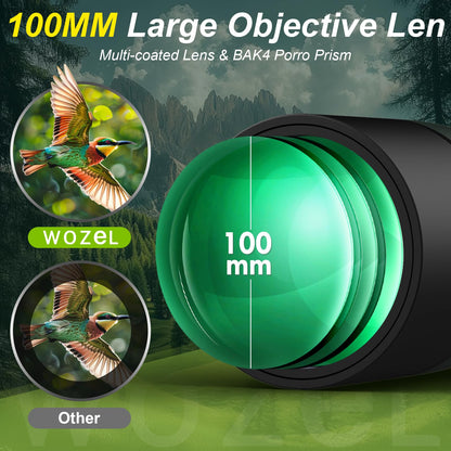 WOZEL 25-75x100mm HD Spotting Scope - 45 Degree Angled BAK4 Prism High Definition Waterproof Spotter Scope for Bird Watching Target Shooting Hunting Wildlife Viewing with Carrying Bag