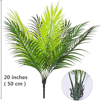 Artificial Palm Plants, Plastic Tropical Palm Tree Shrubs Fake Greenery Decor for Indoor Outdoor Home Garden, 2 Pack