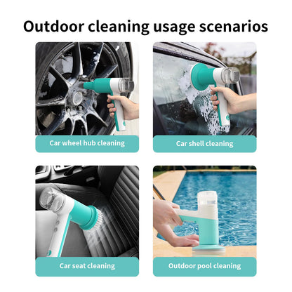 SCRIB-X Dual-Rotation Electric Scrubber - IPX5 Waterproof Multi-Surface Cleaning Brush for Bathroom, Kitchen, Tile, Glass & More - Includes 4 Brush Heads (Nylon/Sponge/Crevice/Flat)
