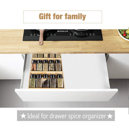 Sansnow 3-Tier Bamboo Drawer Spice Rack Wooden Kitchen Cabinet Spice Organizer Spice Jar Holder, Medicine/Health Care/Vitamin Bottles Storage Rack (Pre-Measure Drawer Dimensions), 1 Pack Drawer Rack