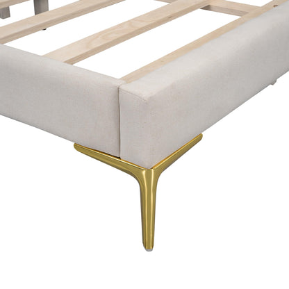 Jintop Full Size Upholstered Daybed with Backrest and Armrest,Modern Wooden Bed Frame,w/Support Legs,Slat Support,No Box Spring Needed,for Dorm,Apartment,Studio,Office,Beige