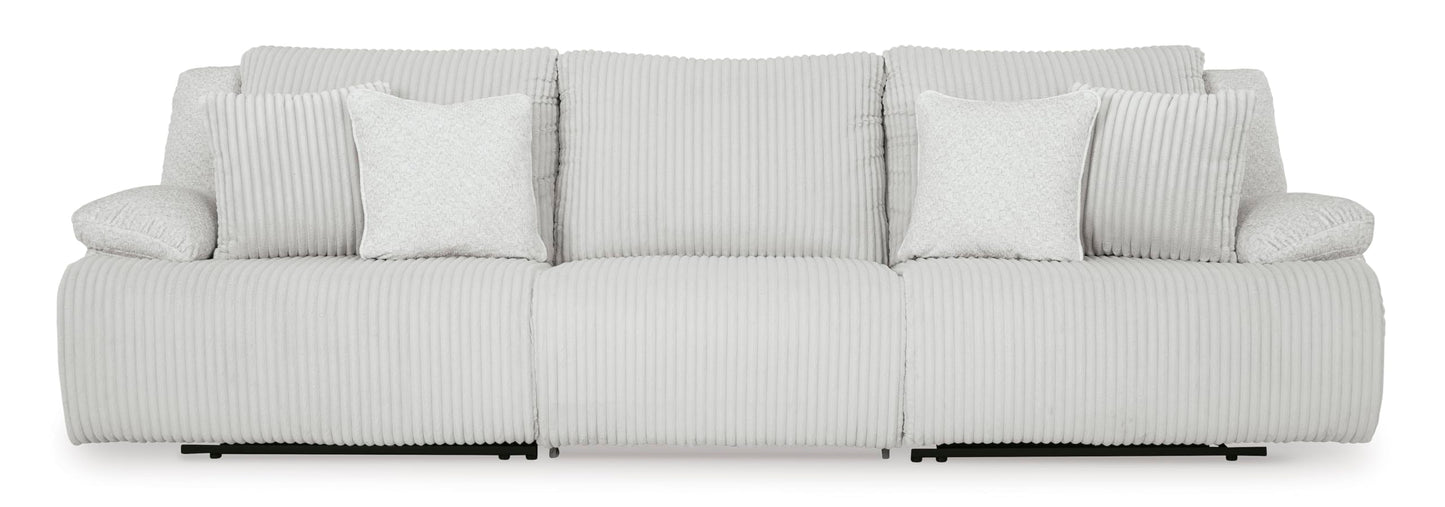 Signature Design by Ashley Top Tier Coastal 3-Piece Reclining Sectional Sofa with 4 Accent Pillows, Light Gray