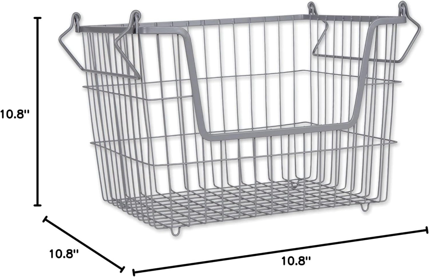 DII Metal Wire Mesh Stackable Utility Storage Bin, Medium Rectangle, 13x11x9, Cool Gray