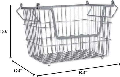 DII Metal Wire Mesh Stackable Utility Storage Bin, Medium Rectangle, 13x11x9, Cool Gray