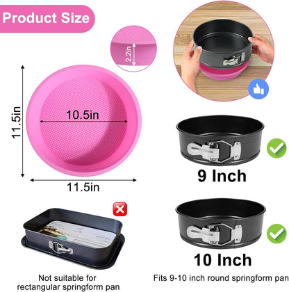 Cheesecake Pan Protector for 9, 9.5, 10 Inch Round Springform Pan, Silicone Water Bath Pan for Baking Accessories