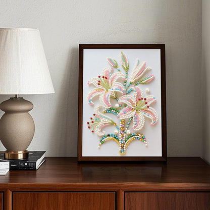 WSLWXSHM Pearl Diamond Painting Kits for Adults Lily, 5D Special Shape Diamond Art Kits for Beginners, Crystal Rhinestones Diamond Painting for Home Wall Decoration Gift 12×16inch/30×40cm Flower