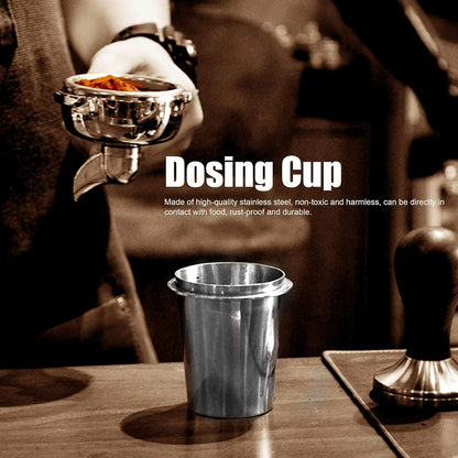 Coffee Dosing Cup, 51mm Stainless Steel Mug for Coffee Machine Handle, Coffee Powder Feeder for Milk Tea Shops, Homes,